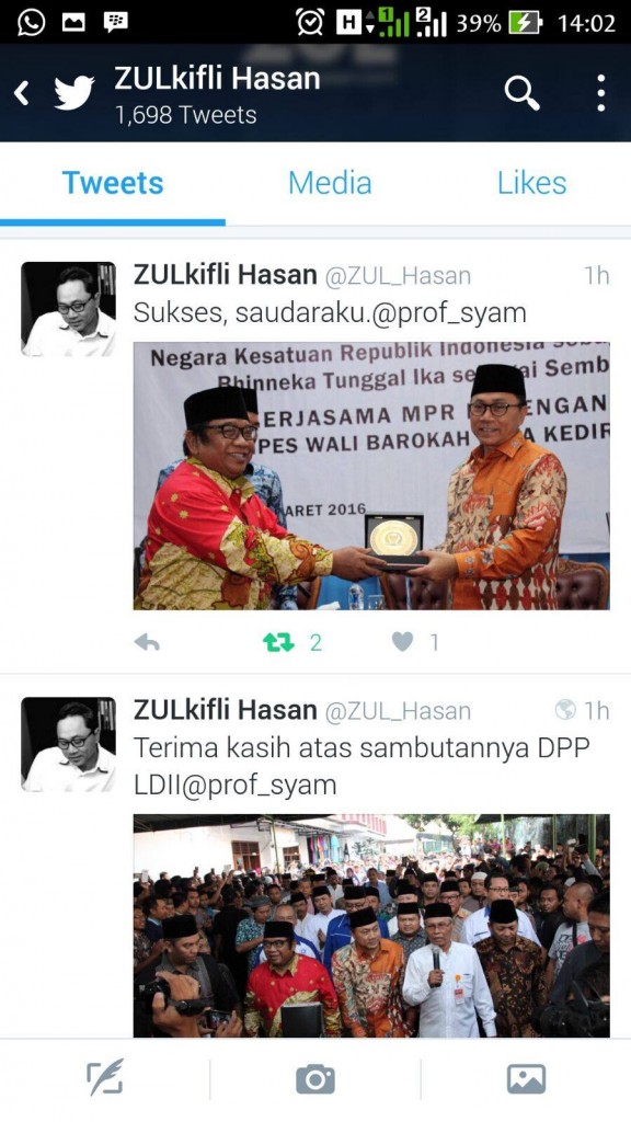 Tweet Ketua MPR RI Setelah Mengunjungi Khataman Syaroh Asmaul Husna LDII di Kediri